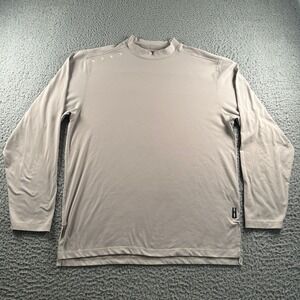 ASRV Shirt Mens L Long Sleeve Performance Mock Neck Taupe Light Gray Athletic